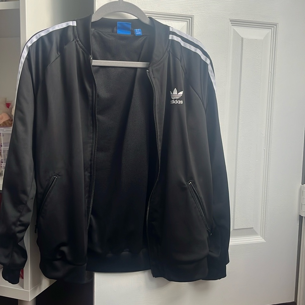 Adidas black bomber jacket size L